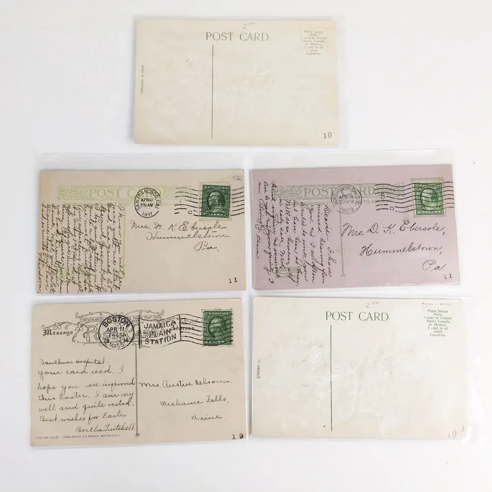 Lot 5 Antique Early 1900s Easter Greeting Card Postcards Floral Lilacs Art‎ Deco